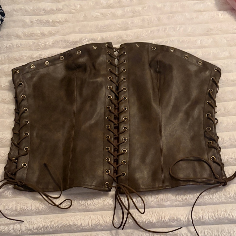 Fashion Nova Faux Leather Lace Up Top